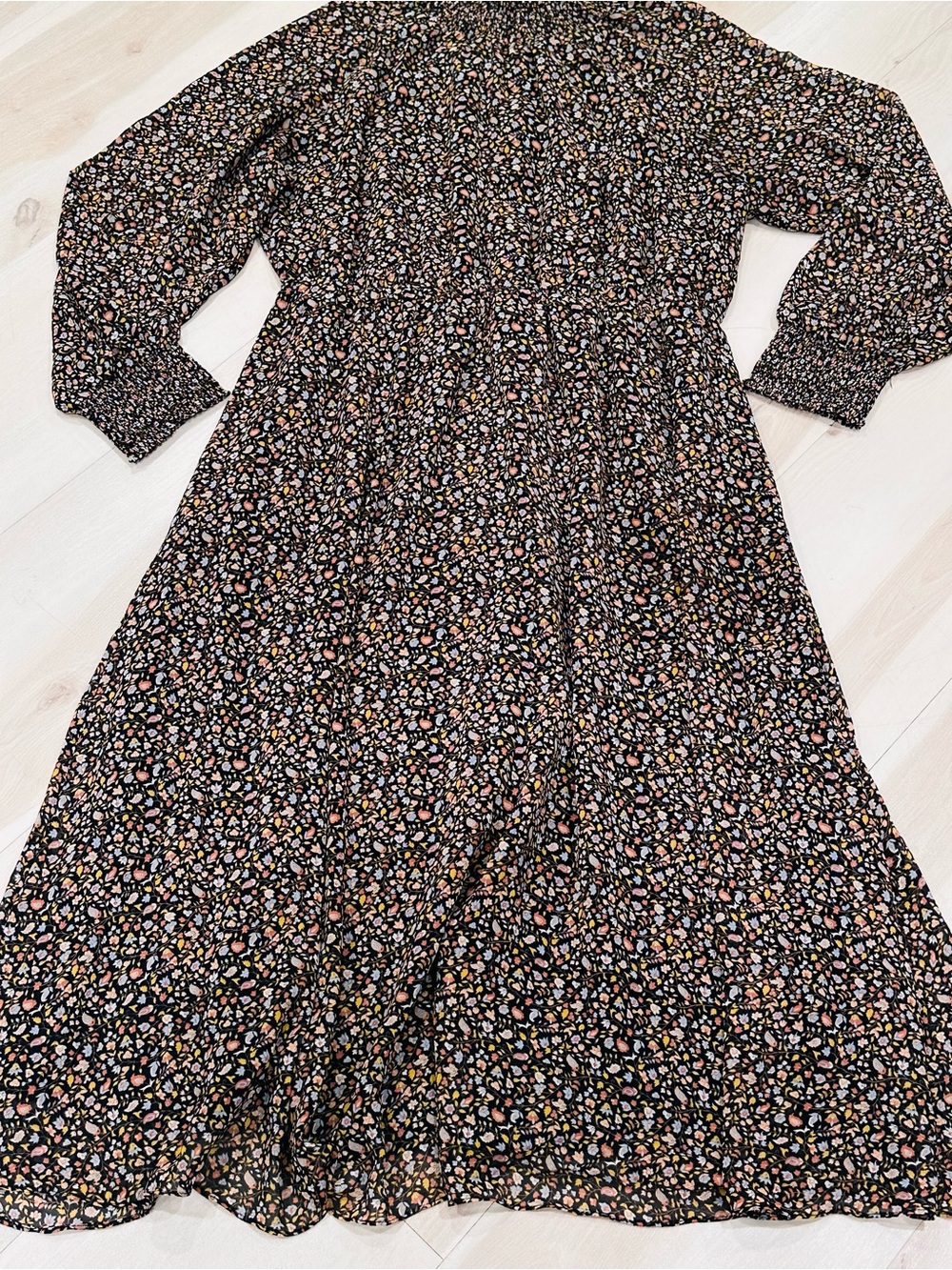 Madewell (Re)sourced Georgette Smocked-Neck Midi Dress in Folktale Paisley Sz XL - Picture 8 of 14
